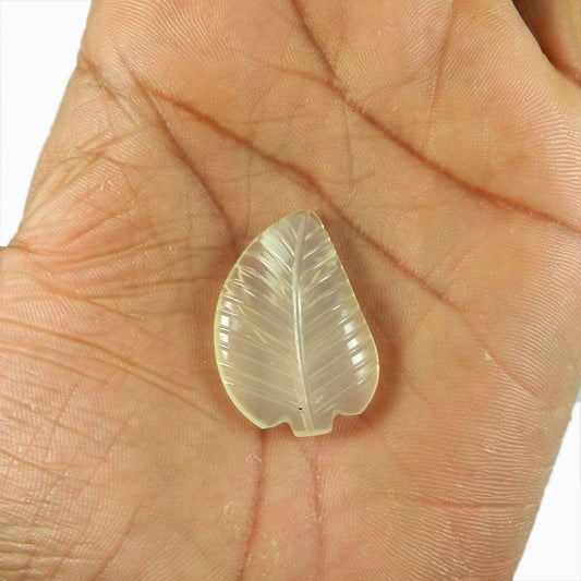 White Moonstone 32x22mm Leaf Carving 33.3 Cts