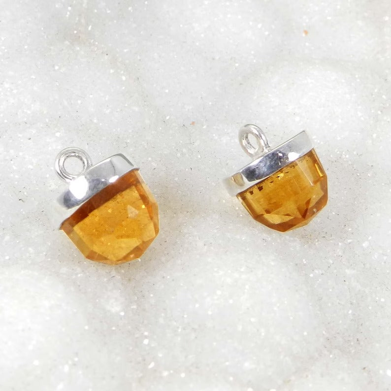 Citrine hydro amethyst hydro lemon hydro black onyx small bullet faceted 11 x 8 mm to 9 x 8 mm single loop connector for making jewelry