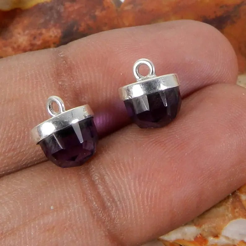 Citrine hydro amethyst hydro lemon hydro black onyx small bullet faceted 11 x 8 mm to 9 x 8 mm single loop connector for making jewelry