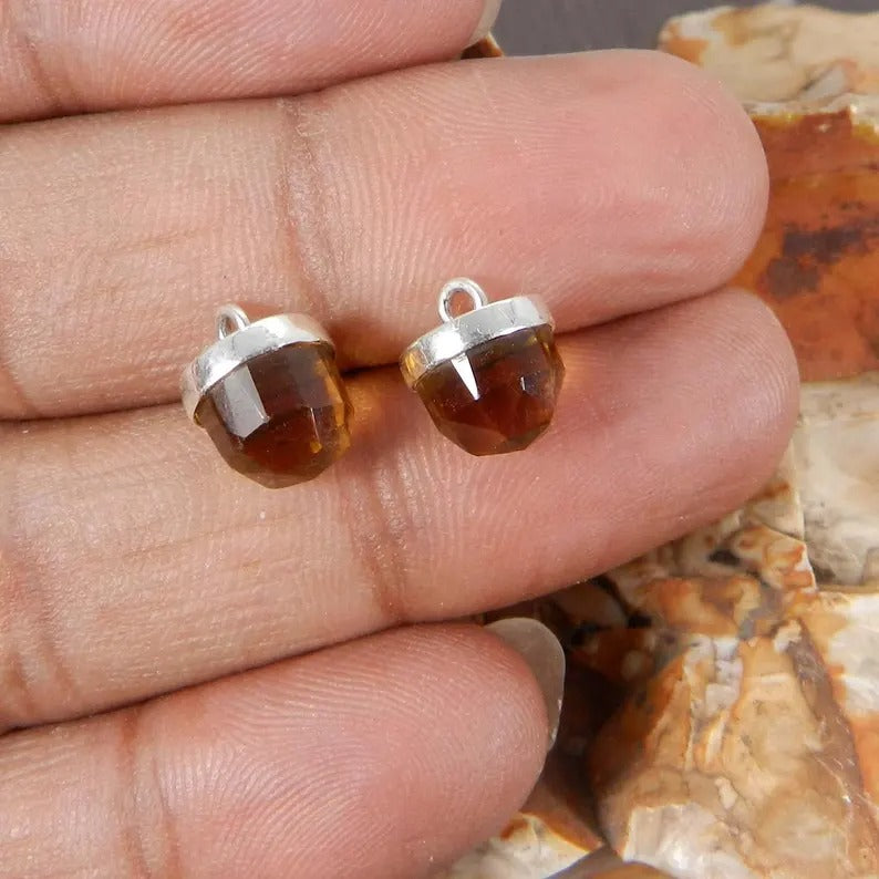 Citrine hydro amethyst hydro lemon hydro black onyx small bullet faceted 11 x 8 mm to 9 x 8 mm single loop connector for making jewelry