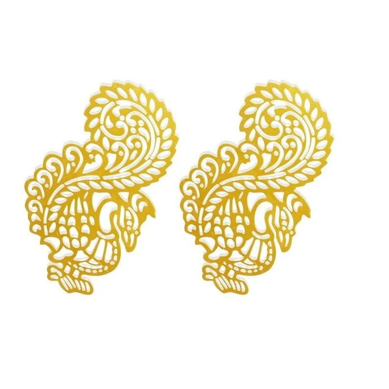 Peacock filigree shaped raw brass gold plated laser cut 62 x 33 mm charms connector findings accessories for making jewelry