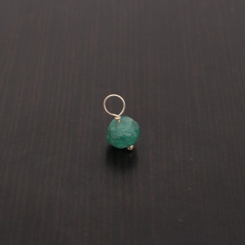 natural emerald gemstone connector, 925 sterling silver, may birthstone, green gemstone earring, anniversary jewelry, gift for her