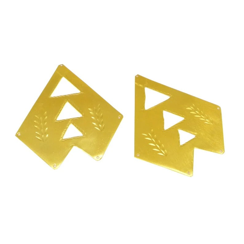 Chevron shaped raw brass gold plated laser cut five hole 78 x 68 mm geometric charms connector findings accessories for making jewelry