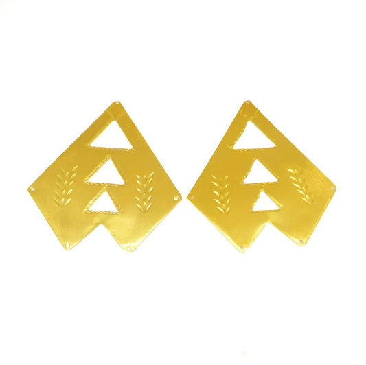 Chevron shaped raw brass gold plated laser cut five hole 78 x 68 mm geometric charms connector findings accessories for making jewelry