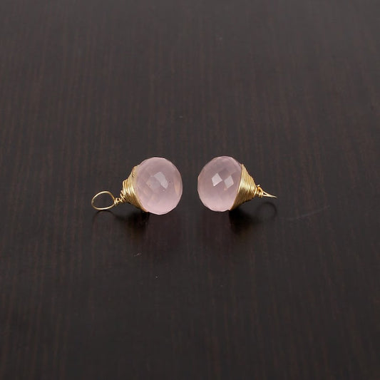 925 sterling silver, rose quartz connector for women, handmade earring, january birthstone, gold plated wire wrapped connector