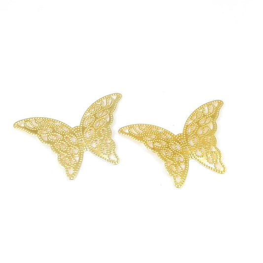 Butterfly-shaped filigree raw brass gold plated laser cut 40 x 38 mm charms connector handmade findings accessories for making jewelry