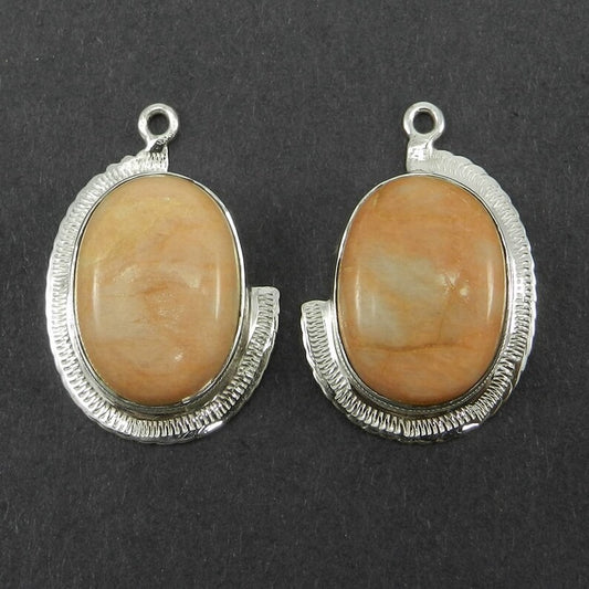 Pink jasper 28 x 18 mm oval cabochon 925 sterling silver gemstone semi precious stone designer station connector for making jewelry