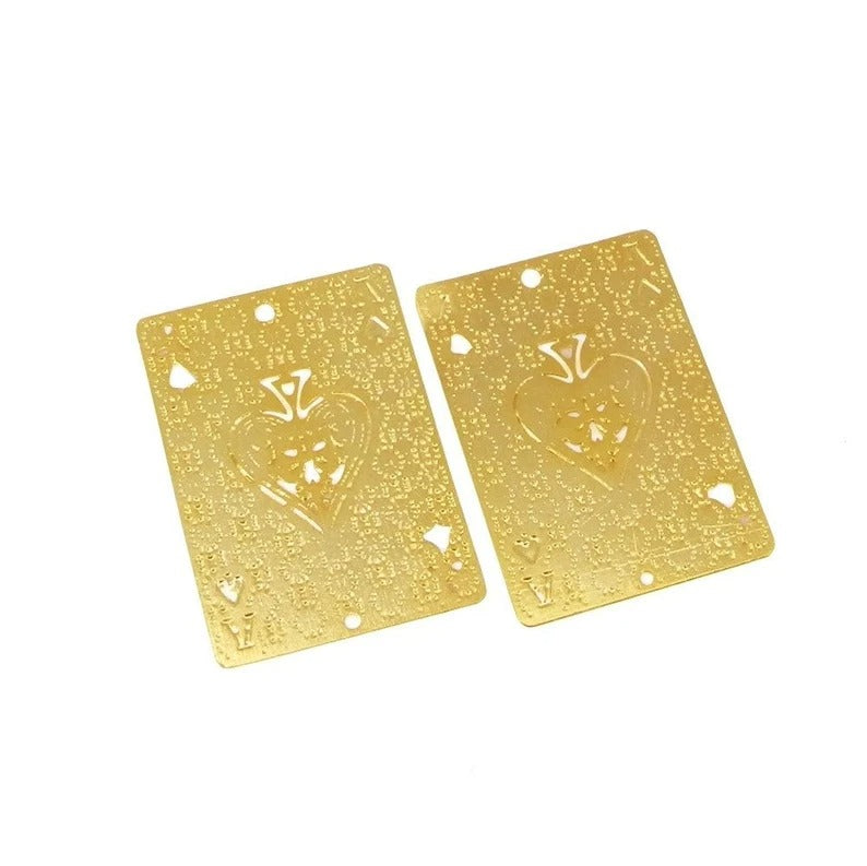 Card spade shaped raw brass gold plated handcrafted laser cut 25 x 18 mm charms connector handmade findings accessories for making jewelry