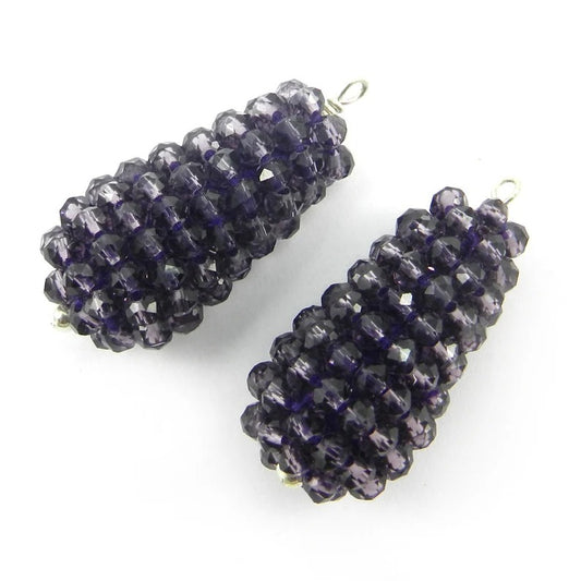 Amethyst glass beads 36 mm crochet rope designer single loop handmade station connector for earrings making