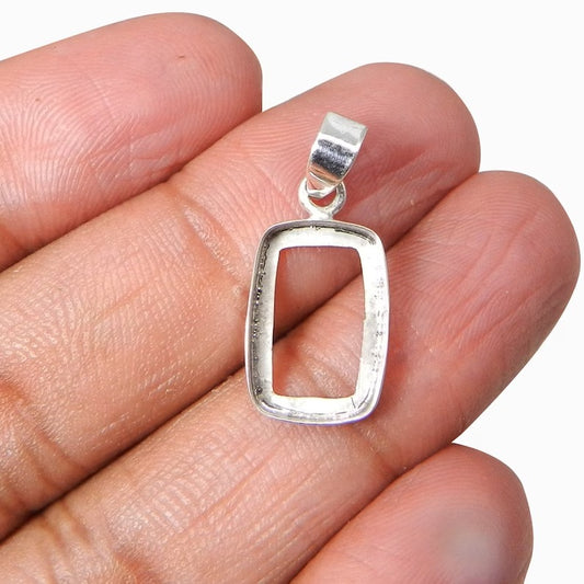 925 sterling silver rectangle cushion 6x4mm to 25x18mm stone bezel cup metal casting for pendant collet setting