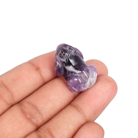 Natural Purple Amethyst Frog Shape Carving