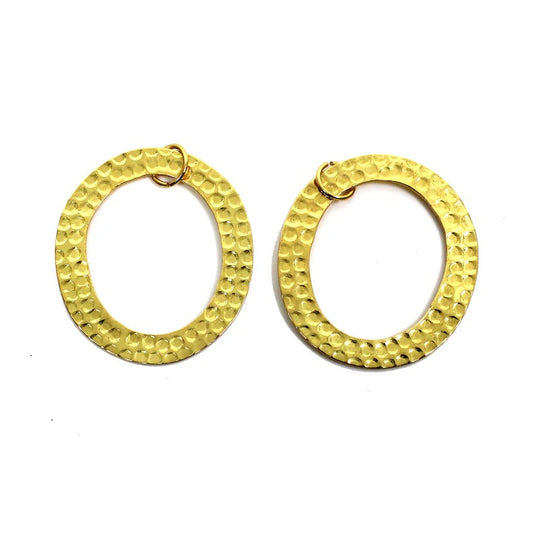 0 shaped brass gold plated handcrafted connector 25 x 20 mm charms hammered textured findings accessories single jump ring connector
