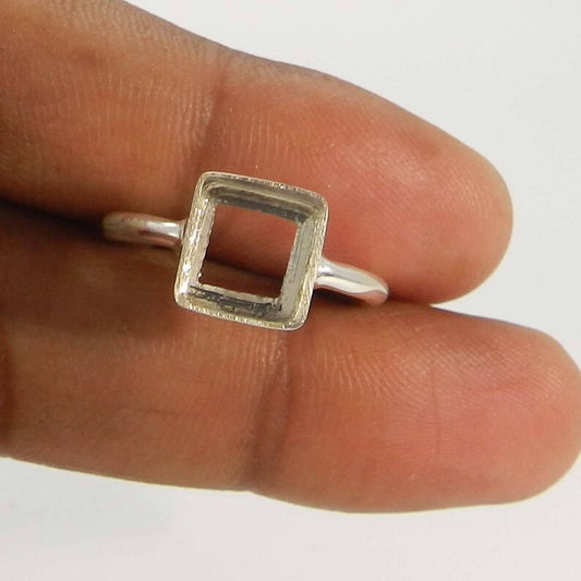 925 sterling silver square 3x3mm to 25x25mm stone bezel cup metal casting for ring collet setting