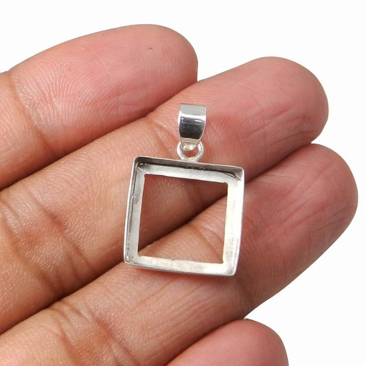 925 sterling silver square 3x3mm to 25x25mm stone bezel cup metal casting for pendant collet setting