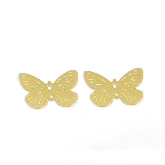 Butterfly shaped raw brass gold plated minimalist laser cut 18 x 12 mm charms connector handmade findings accessories for jewelry