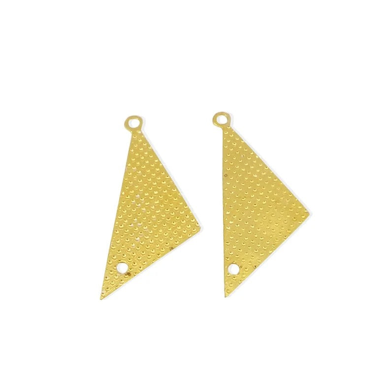 Triangle geometric shaped raw brass gold plated minimalist laser cut 19 x 8 mm charms connector handmade findings accessories for jewelry