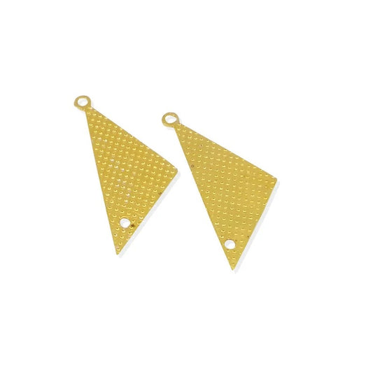Triangle geometric shaped raw brass gold plated minimalist laser cut 19 x 8 mm charms connector handmade findings accessories for jewelry