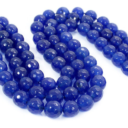 14 INCH Natural Blue Agate Faceted Beads Strand