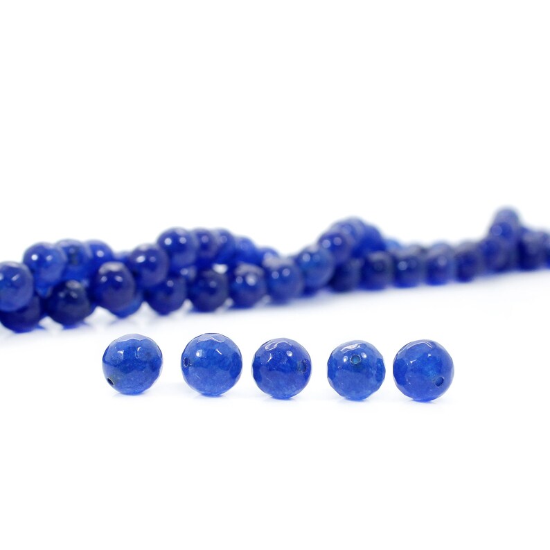 14 INCH Natural Blue Agate Faceted Beads Strand