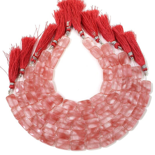 Pink Cherry Crackle Glass Rectangle Beads For Making Jewelry