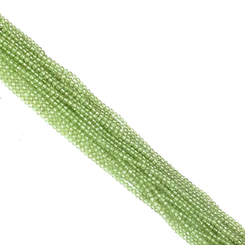 Rondelle Faceted 3 MM Peridot Beads