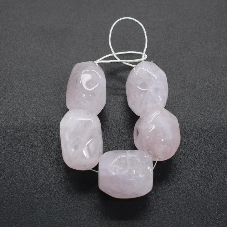 Natural Rose Quartz Tumble Drilled Beads