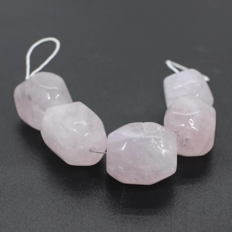 Natural Rose Quartz Tumble Drilled Beads