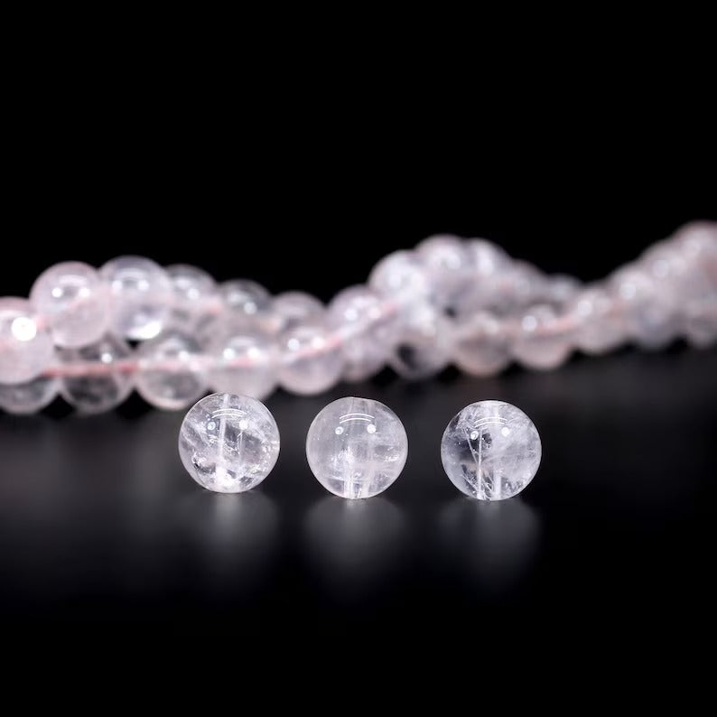 15.50 INCH Natural Rose Quartz Round Smooth Beads Strand