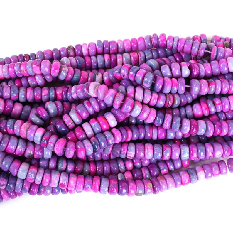 Pink Blue Opal Smooth Rondelle Beads