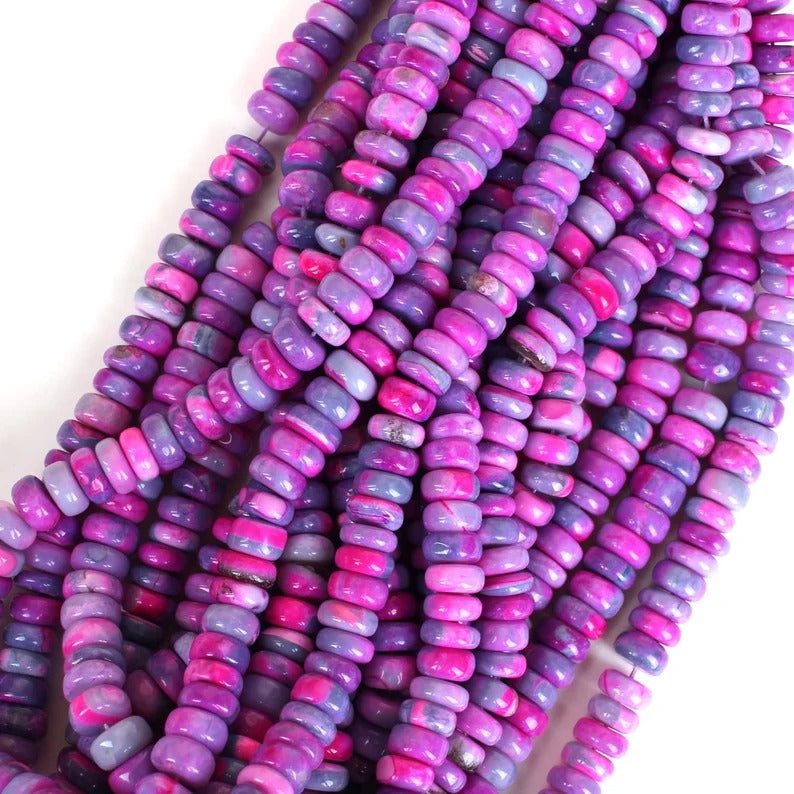 Pink Blue Opal Smooth Rondelle Beads