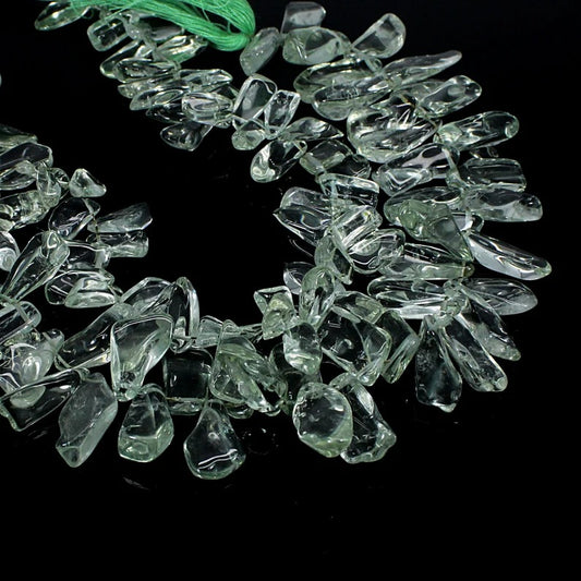 9 INCH Natural Green Amethyst Smooth Tumble Slices Strand