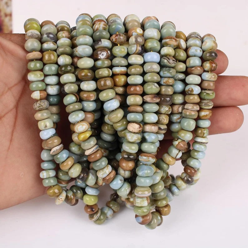 Natural Blue Green Opal Beads