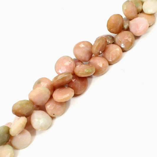 7.5 INCH Heart Shape Briolette Natural Pink Opal Stone Beads Strand