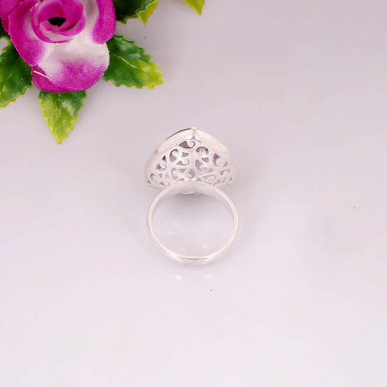 Natural Purple Amethyst 92.5 Sterling Silver Ring