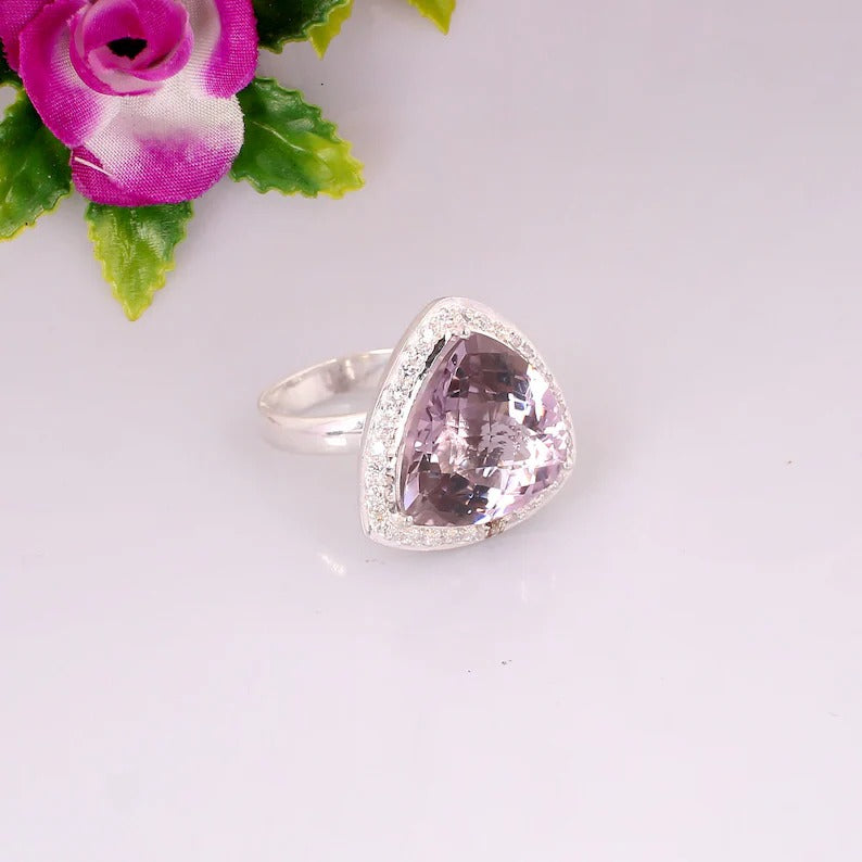 Natural Purple Amethyst 92.5 Sterling Silver Ring