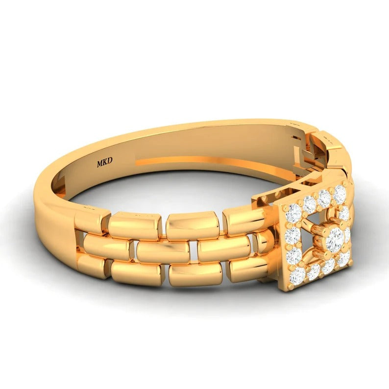 925 Sterling Silver Gold Plated  White Cz Stone Ring