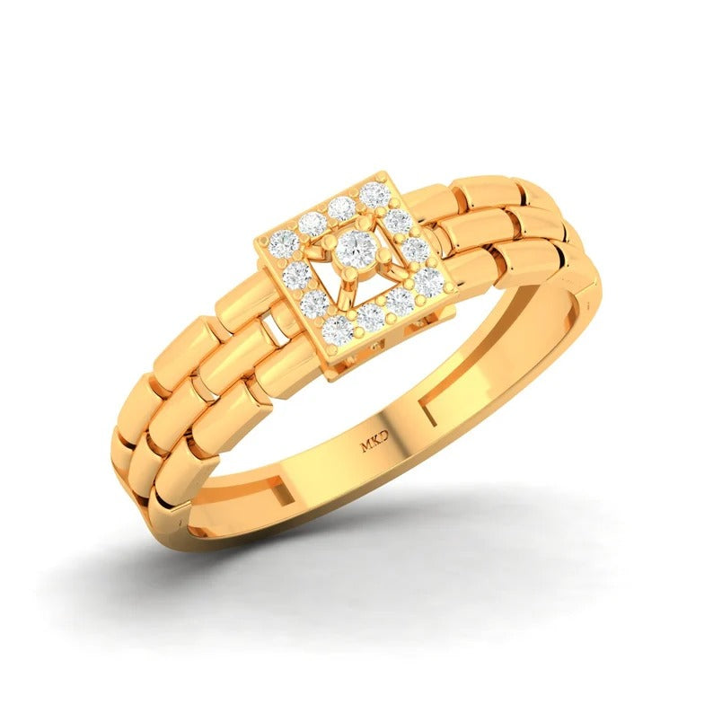 925 Sterling Silver Gold Plated  White Cz Stone Ring