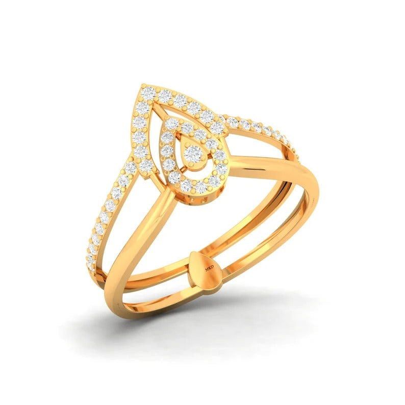 925 Sterling Silver Gold Plated White Cz Stone Ring