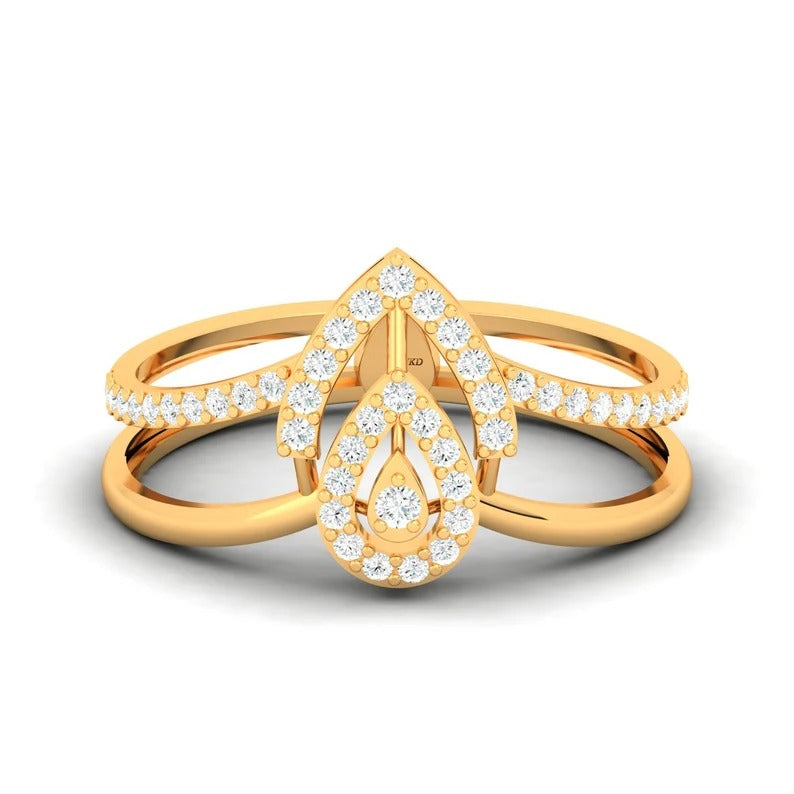 925 Sterling Silver Gold Plated White Cz Stone Ring