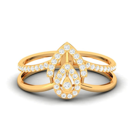 925 Sterling Silver Gold Plated White Cz Stone Ring