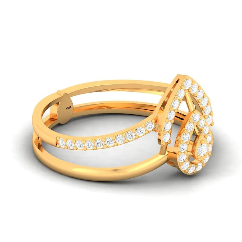 925 Sterling Silver Gold Plated White Cz Stone Ring