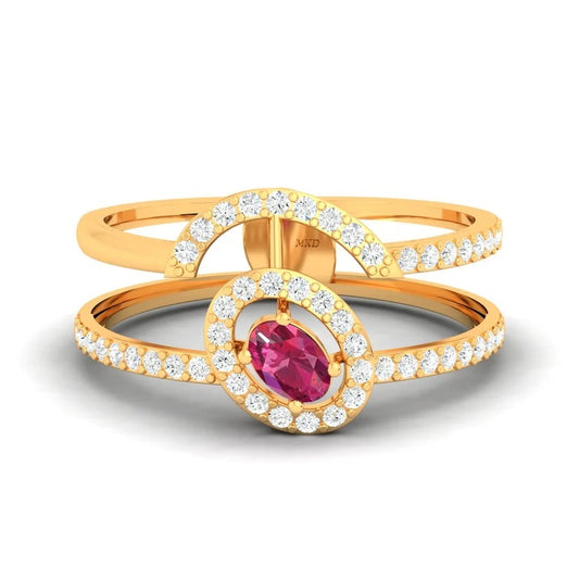 925 Sterling Silver Ruby Hydro & White Cz Stone Ring
