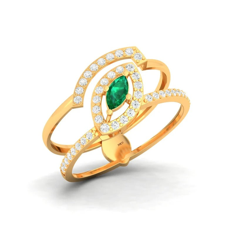 Emerald Hydro & White Cz Stone 92.5 Silver Ring