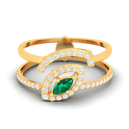 Emerald Hydro & White Cz Stone 92.5 Silver Ring