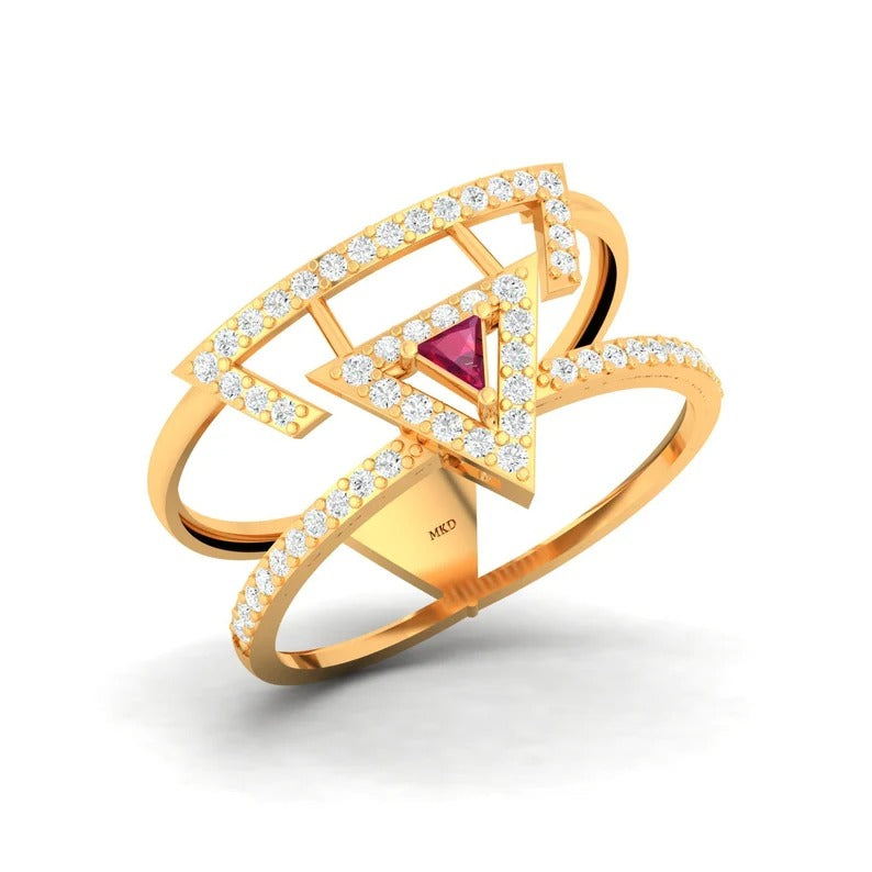 Ruby Hydro & White Cz Stone 925 Sterling Silver Ring