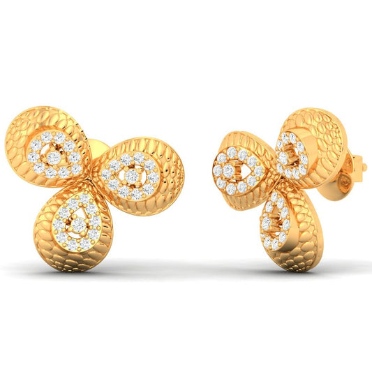 925 Sterling Silver Gold Plated White Cz Stone Stud Earring