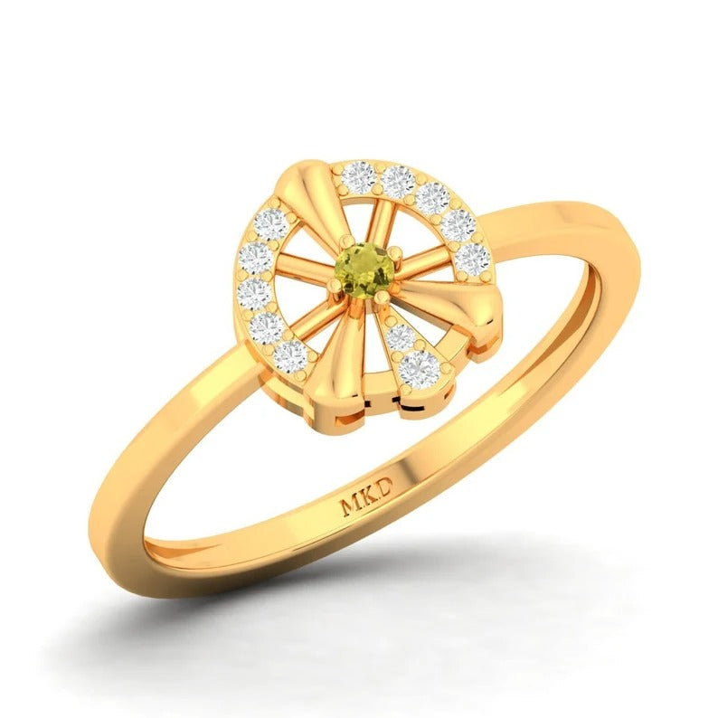 Natural Lemon Quartz & Cz Stone 92.5 Sterling Silver Ring