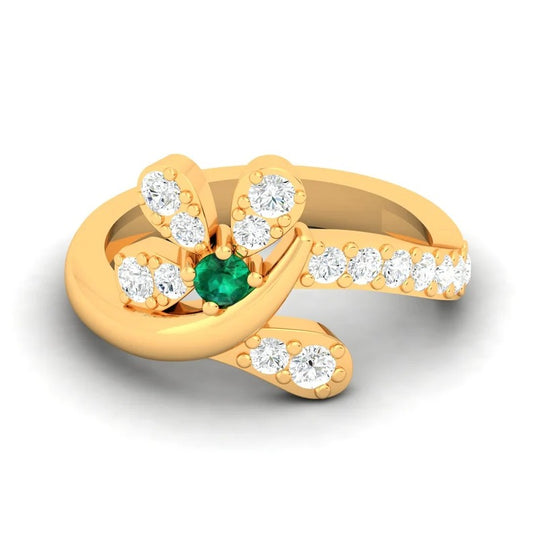 Emerald Hydro & Cz Stone 925 Sterling Silver Ring