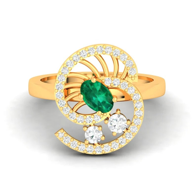 Green Emerald Hydro & Cz Stone 92.5 Sterling Silver Ring