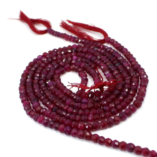 Ruby Corundum Rondelle Faceted Beads Strand For Jewelry Making